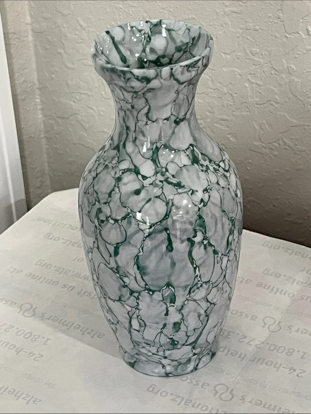 Maine Porcelain Green Marble  Vase by S Designs Brewer Maine